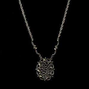 Delicate Silver-Tone Floral Filigree Pendant Necklace